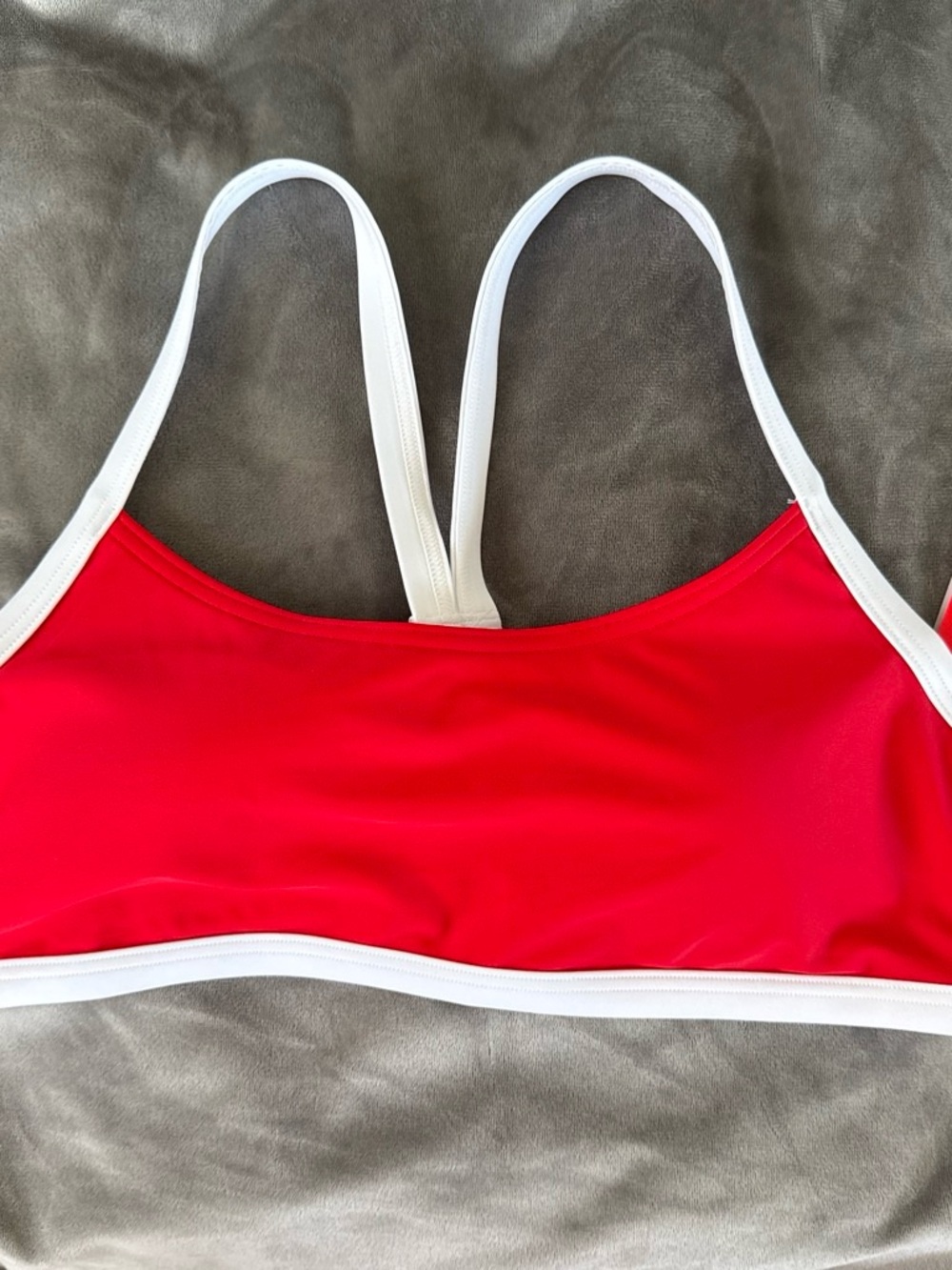 Women's Speedo Red Swim Top with White Trim